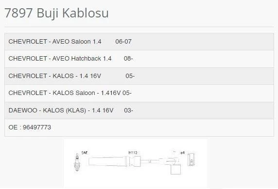 BOBIN + BUJI KABLOSU SETI DAEWOO LACETTI