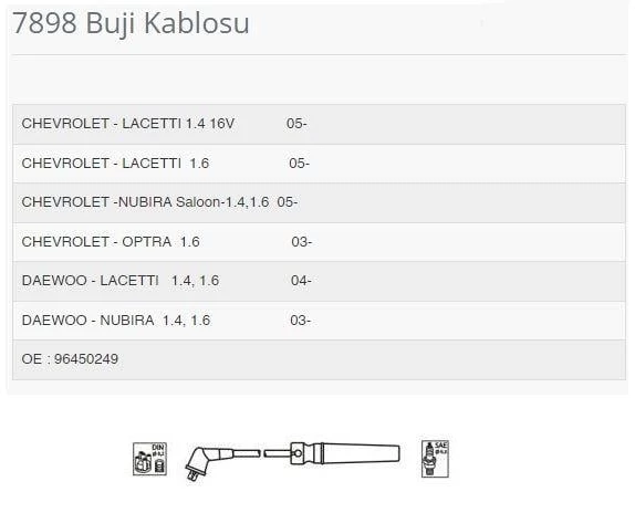 BOBIN + BUJI KABLOSU SETI LACETTI 1.4 16V