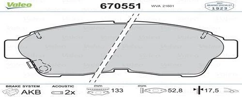 FREN BALATASI ÖN COROLLA 9297 CARINA 9397 RAV4 2.0 9400 CAMRY 2.2 9201 E.K VALEO301551