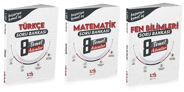 KORAY VAROL YAYINLARI 8. SINIF TÜRKÇE - MATEMATİK - FEN BİLİMLERİ TEMEL ADIMLAR SORU BANKASI (3 KİTAP)