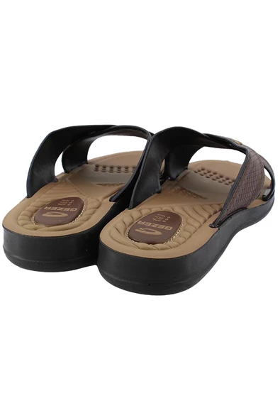 Gezer Erkek Terlik Suni Deri Kahverengi 12598 - Resim 5