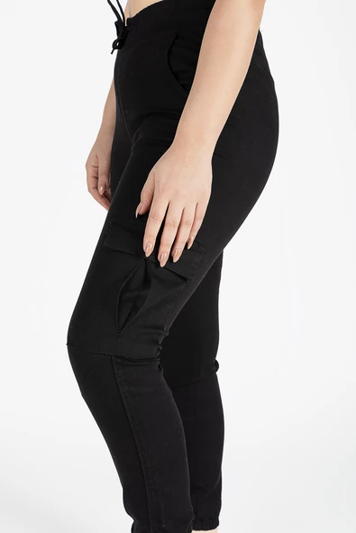 Kadın Kargo Cep Pantolon Siyah - 6