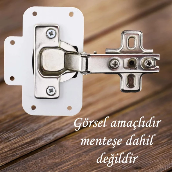 Dolap Kapak Taş Menteşe Tamir Sacı Pratik Onarım Kiti Beyaz Metal Yuva Tablası 6.5 x 9 cm (6 DET) - Resim 4
