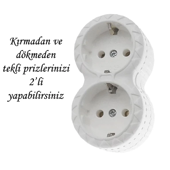 2'Li Topraklı Çoklu Grup Priz Çoğaltma İkili Fiş Piriz - 2