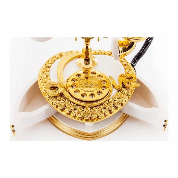 Nostaljik Polyester Telefon Müzik ve Takı Mücevher Kutusu (beyaz) - 4