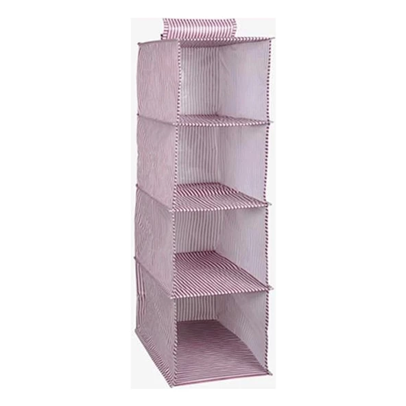 Dolap İçi Düzenleyici Katlanabilir Çok Amaçlı 4 Bölmeli Çizgili Bez Organizer (siyah) - 5