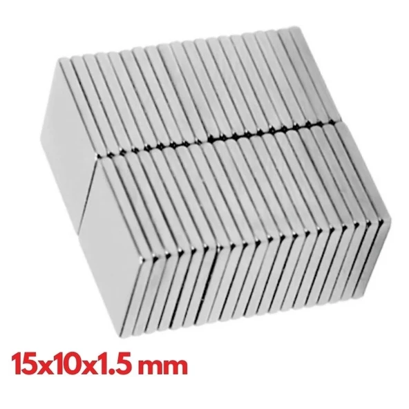 N35 15x10x1.5 Mm Neodyum Mıknatıs 200 Adet, Köşeli, Nikel Kaplamalı Kaliteli ve Dayanıklı Ürün