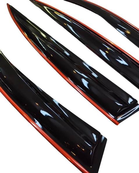 Honda Civic FB7 2012-2016 Arası Kırmızı Kromlu Cam Rüzgarlığı - Resim 2