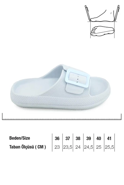 Gezer Kadın Terlik Tek Toka Eva Buz Mavisi - 5