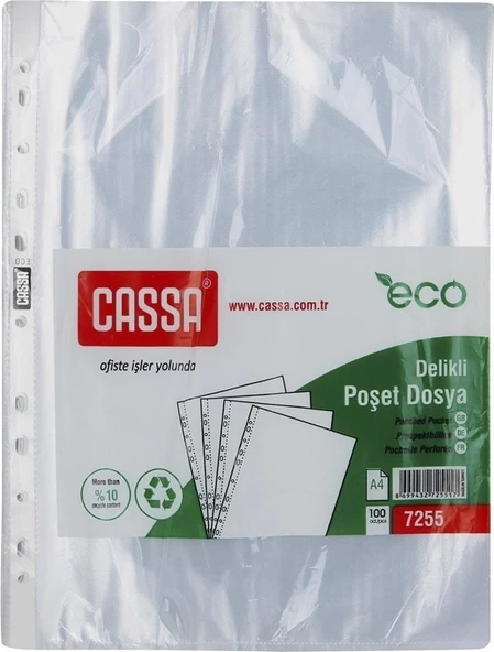 Cassa Poşet Dosya Eco 30 Mikron 100'Lü 5 Paket ( 500 Adet )