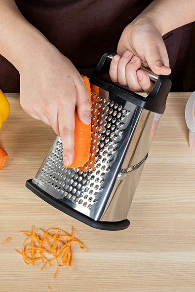 4 Fonksiyonlu Orta Boy Çelik El Rende Silikon Tabanlı Sarımsak Kereviz Peynir Sebze Doğrayıcı Rende - 4