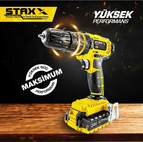 Staxx Power STX1069  24V Çift Akülü Şarjlı Vidalama Darbeli Matkap Çantalı Set + 24PARÇA Usta Seti - 3