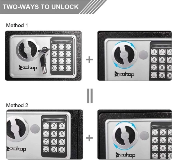 Staxx Power Elektronik Şifreli Para Kasası Çelik Kasası Otel Kasası 3 mm Montaj Ekipmanları - 4