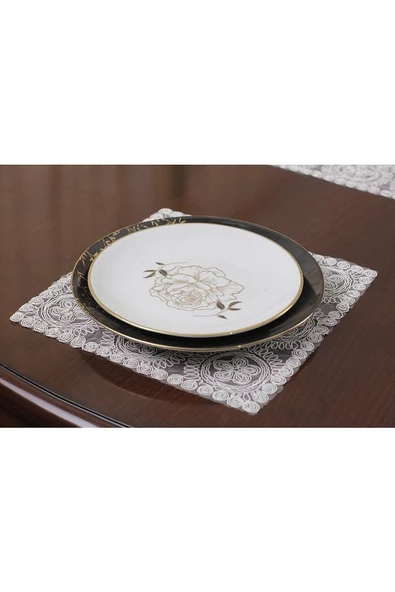 Amerikan Servis Supla Ve Runner Seti 6 Kişilik Set Victoria Kırık Beyaz - 6