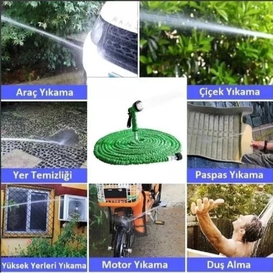 Uzayan Bahçe Sulama Hortumu 15 Metre, Sihirli Uzayan Bahçe Hortumu ve Sulama Tabancası - 8