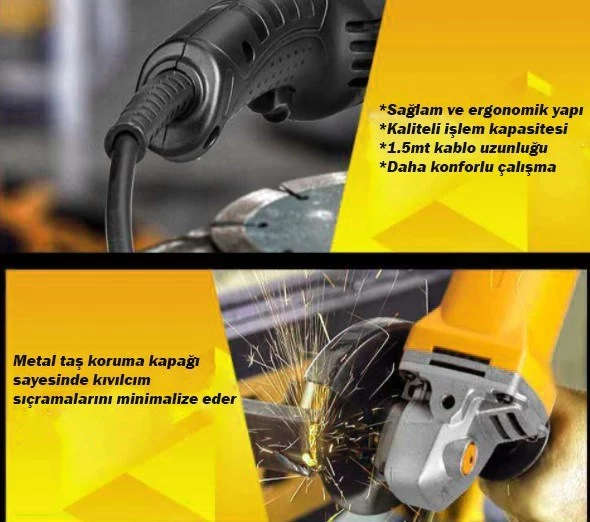 Staxx Power Devir Ayarlı  Avuç Içi Spiral Taşlama Makinası  1500W 115-125 mm 2 Adet Disk - 4