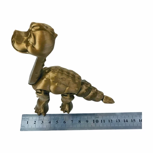 3D Hareketli Oyuncak Brakiyozor (Brachiosaurus) Dinozor - Altın Kahve - 7