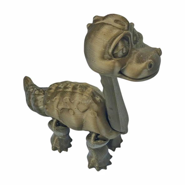3D Hareketli Oyuncak Brakiyozor (Brachiosaurus) Dinozor - Altın Kahve - 3