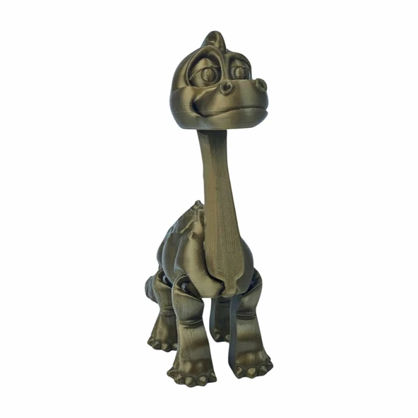 3D Hareketli Oyuncak Brakiyozor (Brachiosaurus) Dinozor - Altın Kahve - 4