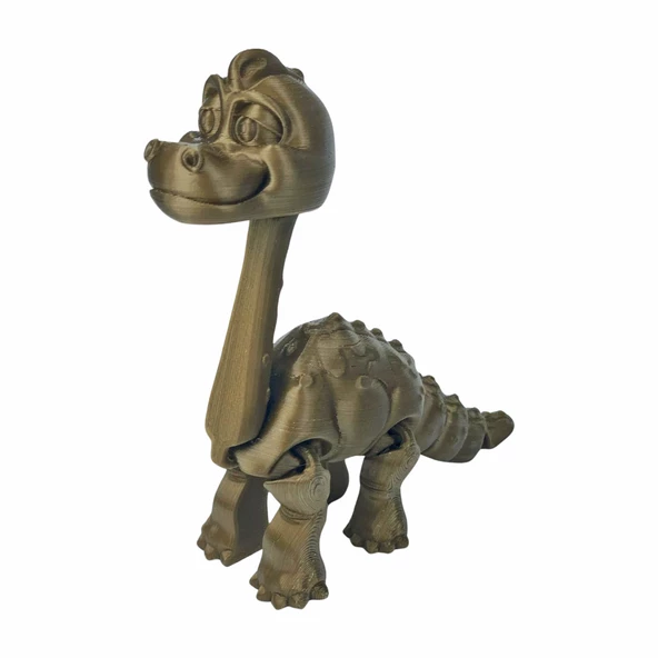 3D Hareketli Oyuncak Brakiyozor (Brachiosaurus) Dinozor - Altın Kahve - 2