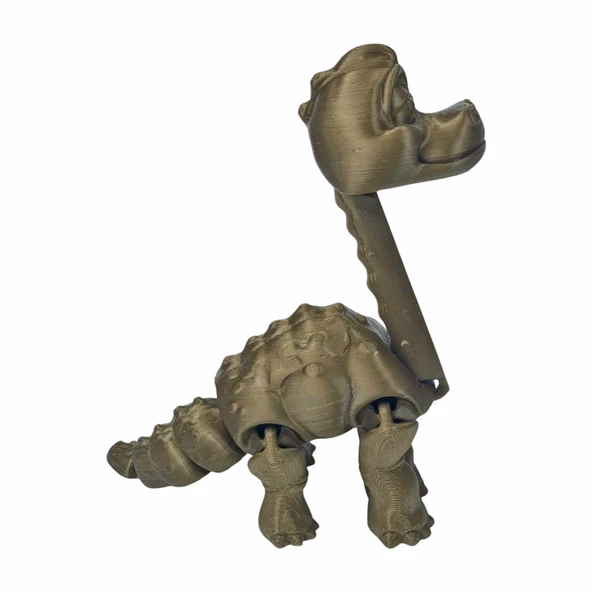 3D Hareketli Oyuncak Brakiyozor (Brachiosaurus) Dinozor - Altın Kahve - 5