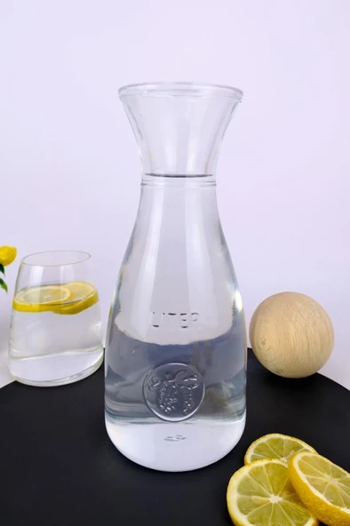 Digithome Ahşap Top Kapaklı Cam Su ve Meşrubat Sürahisi Karaf Şişe 1000 Ml – 80111 C320.016 - 2