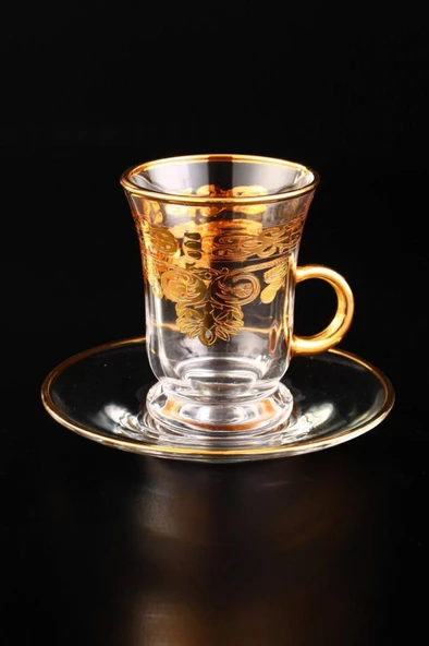 Digithome Gawa Tea Glass Set of 6 Handles 18 Parça Cam Çay Bardak Seti Takımı Gold Yaldızlı – C320.004 - 4