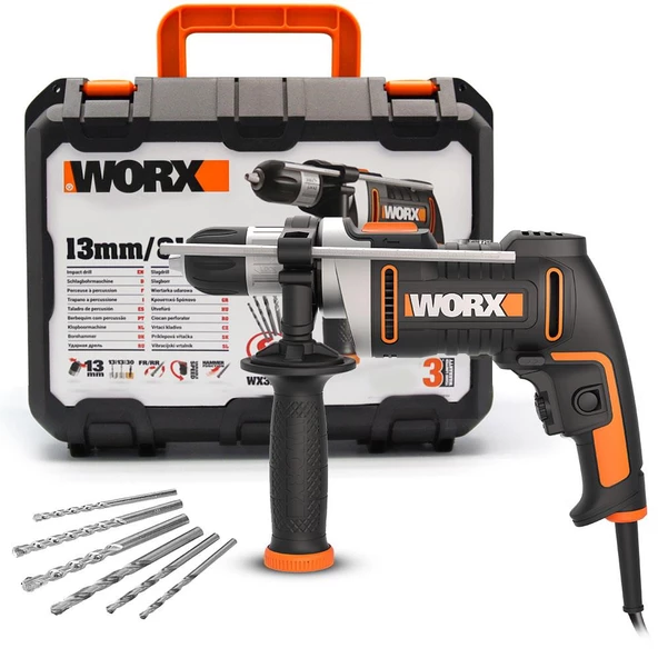 Worx Wx328 810Watt 13Mm Profesyonel Darbeli Matkap + 6 Adet Uç