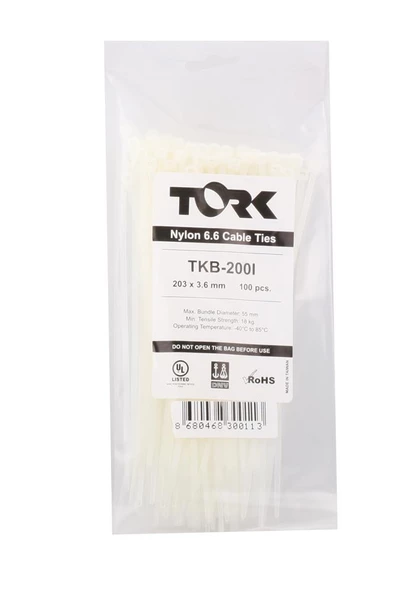 Tork TRK-300-7.5mm Beyaz 100lü Kablo Bağı