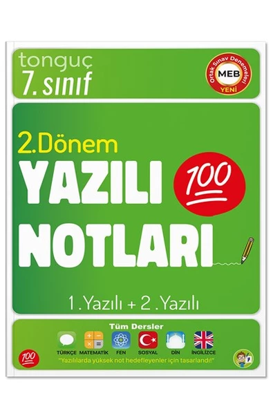 7. Sınıf Yazılı Notları ve Denemeleri 2. Dönem 1 ve 2. Yazılı 2 KİTAP - Tonguç Yayınları - 3