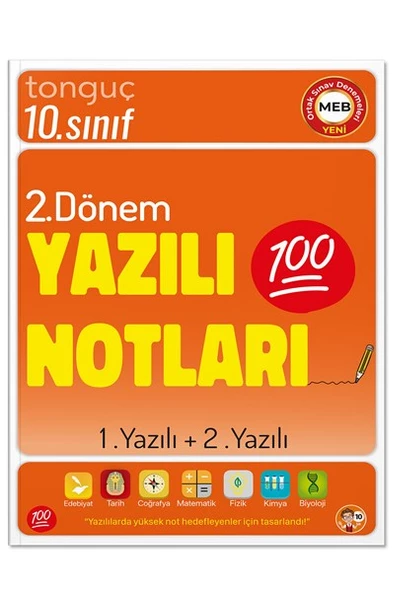 10. Sınıf Yazılı Notları ve Denemeleri 2. Dönem 1 ve 2. Yazılı 2 KİTAP - Tonguç Yayınları - 3