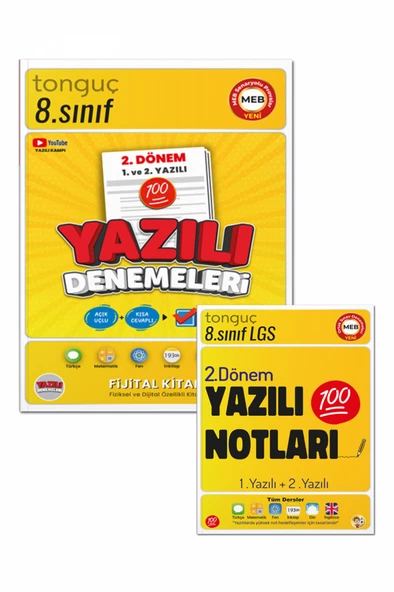 8. Sınıf Yazılı Notları ve Denemeleri 2. Dönem 1 ve 2. Yazılı 2 KİTAP - Tonguç Yayınları ürün görseli 1