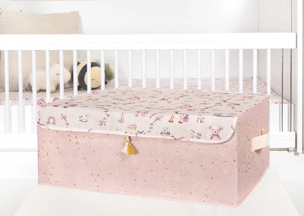 Baby Püsküllü Kapaklı Kutu Düzenleyici Çok Amaçlı Organizer Kutu Baza Boy (pembe) -04249 - 2