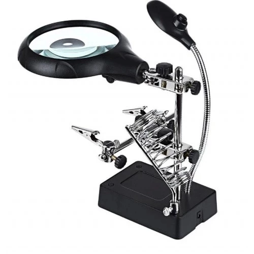 -Masa üstü Mandallı ,2.5x90mm, 7.5x34mm Mercekli ,adaptörlu ışıklı Büyüteç - Resim 3