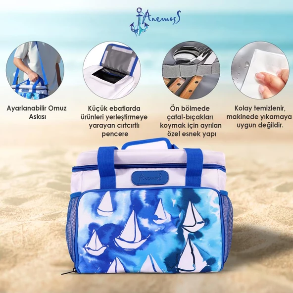 Anemoss Yelken Isı Yalıtımlı Çanta Beyaz - 7