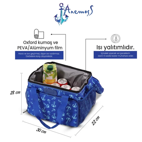Anemoss Çapa Isı Yalıtımlı Çanta Mavi - 6