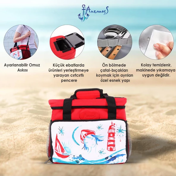 Anemoss Fenerci Kız Isı Yalıtımlı Çanta Kırmızı - 4