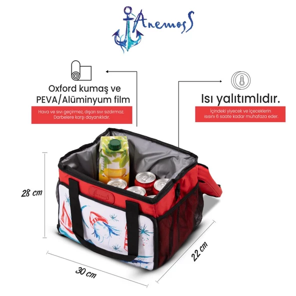 Anemoss Fenerci Kız Isı Yalıtımlı Çanta Kırmızı - 3