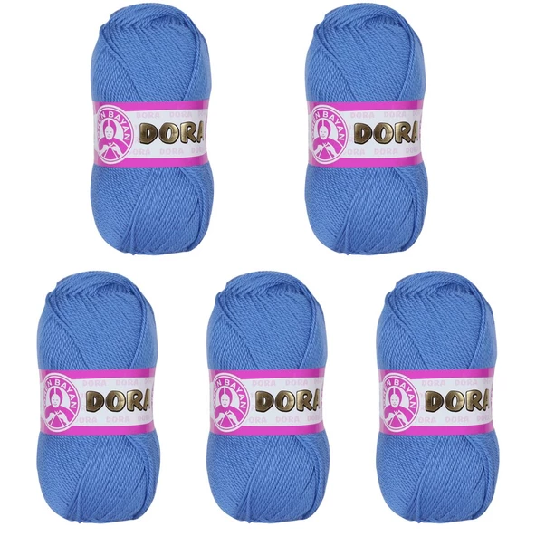 Ören Bayan Dora Örgü İpi Mavi (015) 5'Li Paket