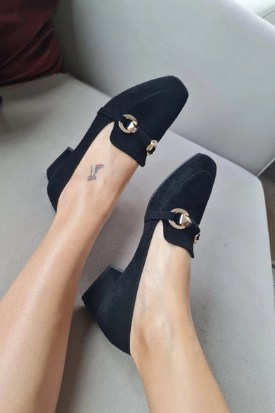 10 1900 Topukla Kadın Toka Detaylı 3 cm Topuklu Loafer Günlük Ayakkabı - 9