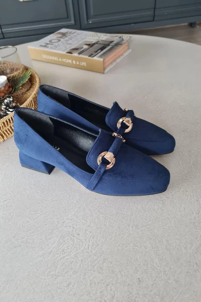 10 1900 Topukla Kadın Toka Detaylı 3 cm Topuklu Loafer Günlük Ayakkabı - 7
