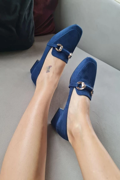 10 1900 Topukla Kadın Toka Detaylı 3 cm Topuklu Loafer Günlük Ayakkabı - 5