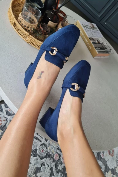 10 1900 Topukla Kadın Toka Detaylı 3 cm Topuklu Loafer Günlük Ayakkabı - 8