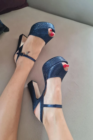 036 4183 Topukla Kadın Platformlu Taşlı Abiye Ayakkabı - Resim 10