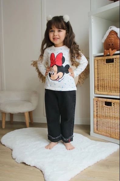 KIZ ÇOCUK MİNNİE MODELLİ PANTOLONLU İKİLİ TAKIM - 2