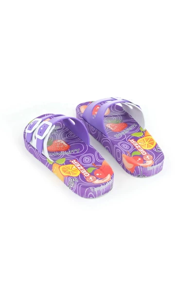 Gezer Anatomik Taban Kaydırmaz Çift Tokalı Kadın Terlik Mor 14137 - 5