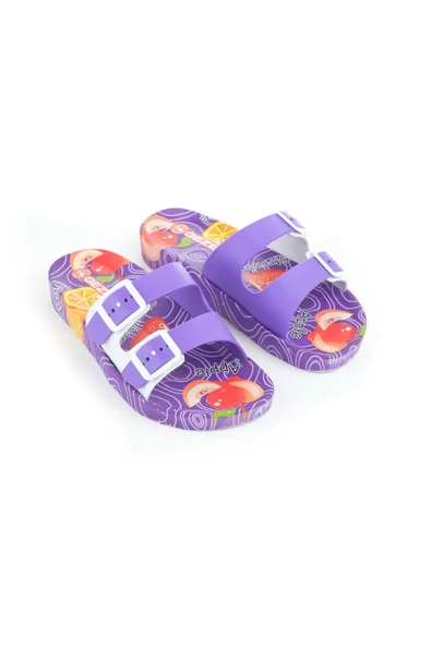 Gezer Anatomik Taban Kaydırmaz Çift Tokalı Kadın Terlik Mor 14137 - 2