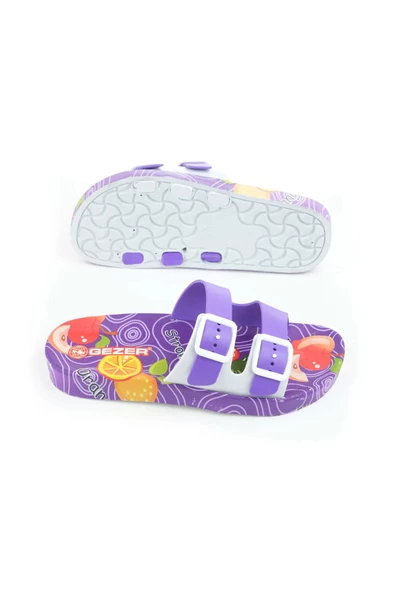 Gezer Anatomik Taban Kaydırmaz Çift Tokalı Kadın Terlik Mor 14137 - 3