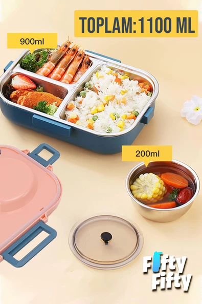 Vagonlife 1100 ML Çorba Kaseli-Metal Kaşıklı Paslanmaz Çelik Bento Lunch Box Yeni Nesil Sefer Tası-ffbl70100 - 11