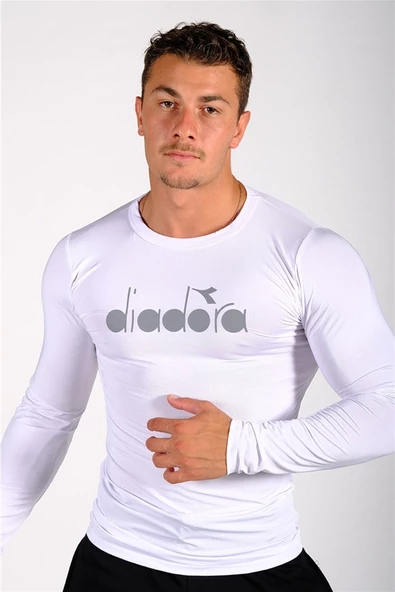 Diadora Soloben - Erkek Beyaz Uzun Kollu Spor T-shirt - TSRT-ZN - 2